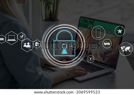 Developing network security system. Internet data security concept. laptop.
