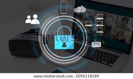 Developing network security system. Internet data security concept. laptop.