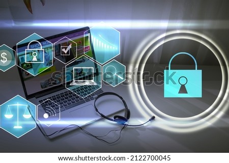 Developing network security system. Internet data security concept. laptop.
