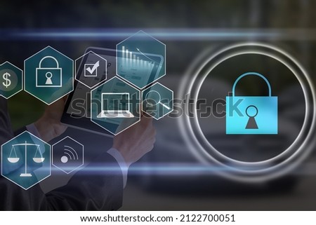 Developing network security system. Internet data security concept. laptop.