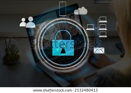 Developing network security system. Internet data security concept. laptop.