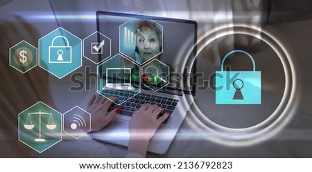 Developing network security system. Internet data security concept. laptop.