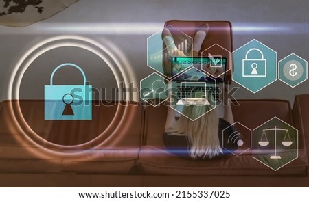 Developing network security system. Internet data security concept. laptop.