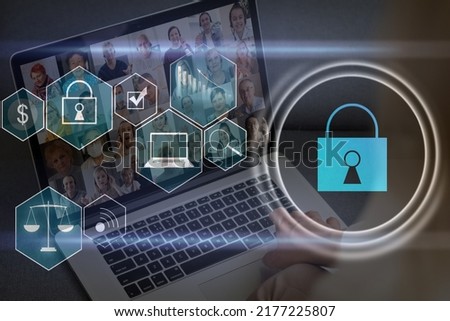Developing network security system. Internet data security concept. laptop.