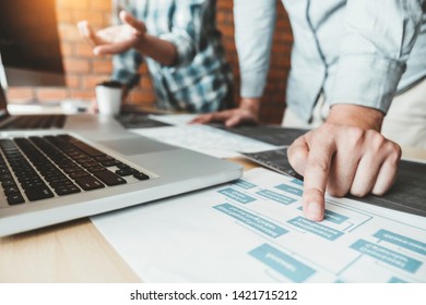 Developing programmer Team Development Website design and coding technologies working at software company office