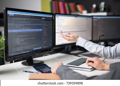 Developing programming and coding technologies. Website design. Cyber space concept.