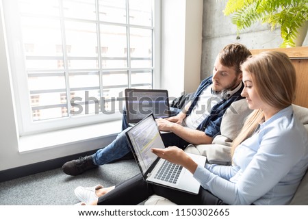 Developing programming and coding technologies. Website design. Programmer working in a software develop company office.