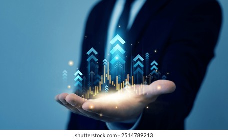Development arrow grow graph.Arrow up with graph corporate future growth plan. - Powered by Shutterstock - Get 15% off with code: PIKWIZARD15