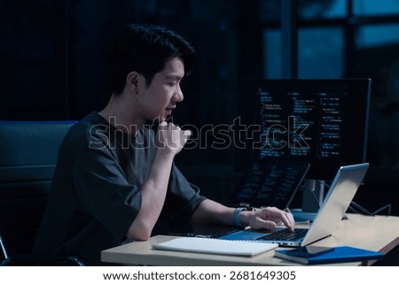 Development programmer male working in website a software and coding technology.