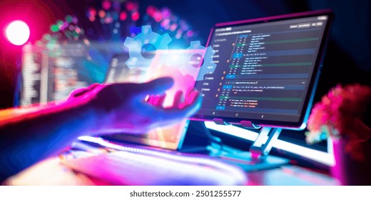 Development, programming and coding technology concept. A programmer manually works with program code - Powered by Shutterstock