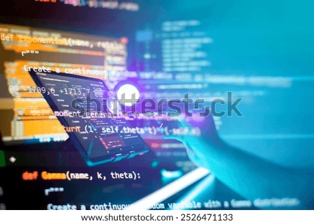Development, programming and coding technology concept. A programmer manually works with program code