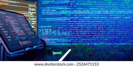 Development, programming and coding technology concept. A programmer manually works with program code