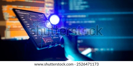Development, programming and coding technology concept. A programmer manually works with program code