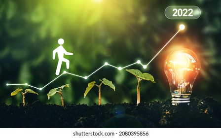  Development to success in year 2022. Innovations and ideas for the new year. New year 2022 with new ambitions, plans, goals and visions.	