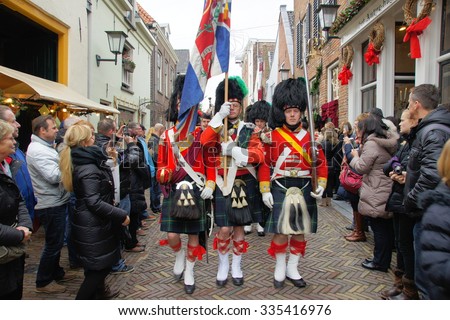 deventer netherlands costumed participants dickens festival stock