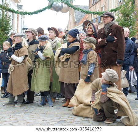 deventer netherlands costumed participants dickens festival stock