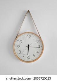 Deviant Classic Clock Hanging On A White Wall, Sign, Piece Of Furniture Household Item