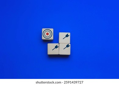 Deviation, inaccuracy, off target darts, business concept