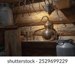 A device for making moonshine at home in a Ukrainian rural house