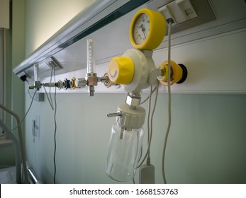 Device For Medical Gases: Flowmeter  In A Hospital Room.