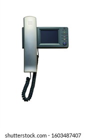 Device For Permission To Enter Residential And Industrial Premises With A Large Video Screen Isolated On White Background