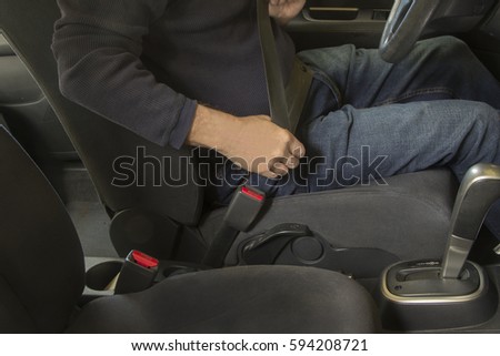 Device Restraining Car Seat Belt Safety Strap Protect Stock Photo