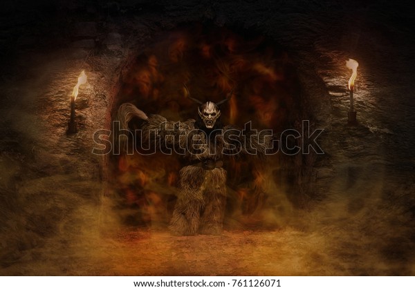 Devil Steps Out Hell Stock Photo (Edit Now) 761126071