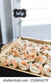 Deviled Eggs On A Tray At Party