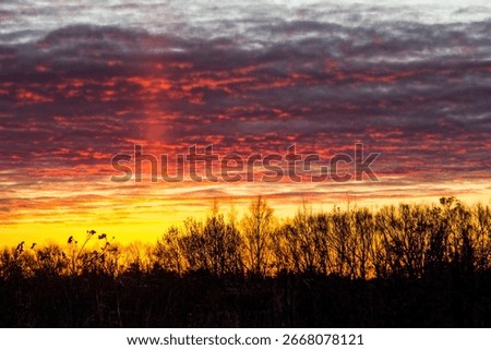 Devilish clouds at dawn. red clouds. at sunset. a natural phenomenon. landscape. screen saver