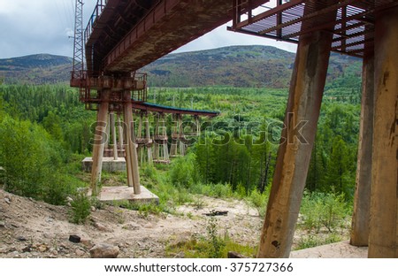 Devil's bridge on the Baikal-Amur Mainline (leg of Trans Siberian Railroad) in Buryatia, Siberia, Russia