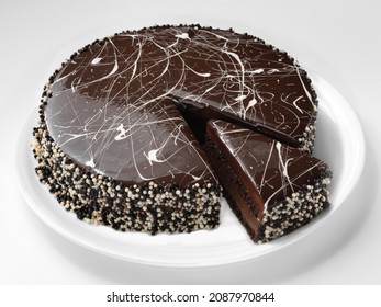 Devils cake chocolate slice, devils cake recipe, devils cake cookies, isolated background - Shutterstock ID 2087970844