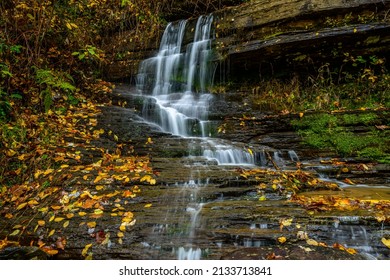 Devils Den waterfall, tributary of Elk River in Webster County, West Virginia, USA