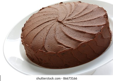 Devil's Food Cake On A White Background