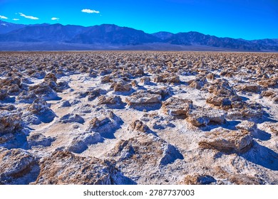 Devil's Golf Course Salt Formations Expansive Desert and Distant Mountains