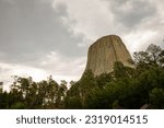 Devils Tower (a.k.a Bear Lodge Butte) located in the Bear Lodge Ranger District near Sundance, Wyoming, USA taken on July 5, 202`1