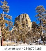 Devils Tower national monument during winter