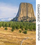 Devils Tower rises above the plains of Wyoming