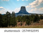 Devils Tower Rises Over the Landscape, Devils Tower National Monument, Wyoming