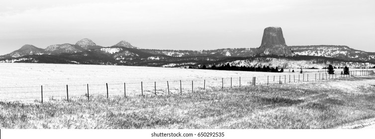 Devils Tower Wyoming Winter Snow Rock Butte