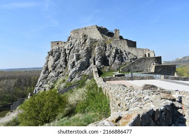 Devin Castle Is A Castle In Devín, Which Is A Borough Of Bratislava, The Capital Of Slovakia Overlooking Confluence Of Rivers Danube And Morava During Near The Austria Border.