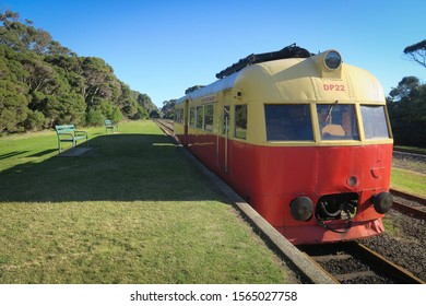 Devonport, Tasmania/Australia - July 4, 2019: A Vintage Train On Don River Railway.