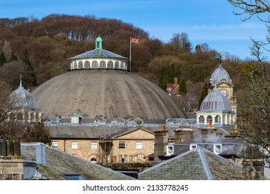 The Devonshire Dome in the Spa Town of Buxton in Derbyshire, England. It is the world's largest unsupported dome, with a diameter of 144 feet (44m) The record is surpassed only by space frame domes.