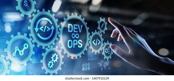 DevOps Agile Development Concept On Virtual Screen.