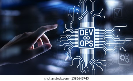 Devops Agile Development And Optimisation Concept On Virtual Screen.