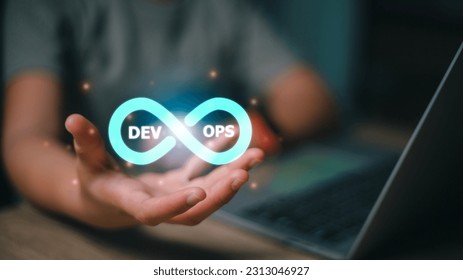 DevOps concept, software development and IT operations, agile programming.	