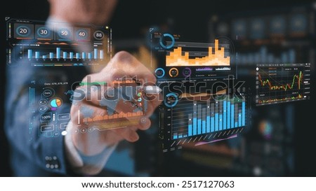 DevOps engineer in Digital transformation technology strategy of business processes and data, optimize and automate operations, customer service management, Businessman using pen work with data chart