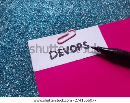 Devops writting on blue background. 