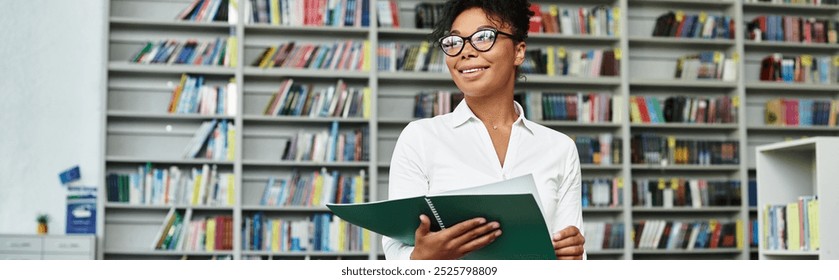 A devoted teacher smiles while preparing for an engaging lesson in a lively classroom. - Powered by Shutterstock