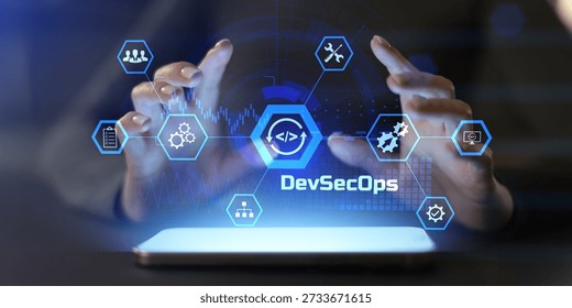 DevSecOps Integration and Secure Software Development Lifecycle Illustrated as Modern Technology Concept.