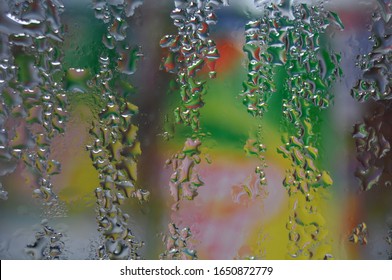 Dewdrops on the refrigerator glass